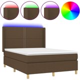  Box spring postelja z vzmetnico LED temno rjava 140x190cm blago, (20723641) | Shoptok.si