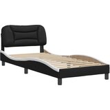  The Living Store Posteljni okvir z vzglavjem črn in bel 90x200 cm umetno usnje - Posteljni Okvir, (21455240) | Shoptok.si