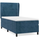The Living Store Box spring postelja z vzmetnico temno modra 100x200 cm žamet - Box Spring Postelja, (21492581) | Shoptok.si