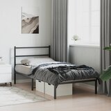  Metalni okvir za krevet s uzglavljem crni 107x203 cm | shoptok.hr