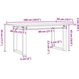  Stolić za kavu O-oblika 100x50x45cm borovina i čelik | shoptok.hr