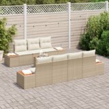 vidaXL 8-delni set vrtnega kavča z blazinami bež poli ratan akacija | Shoptok.si