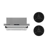 Klarstein Vinea, vgradna ploščata kuhinjska napa, komplet za delovanje v načinu recirkulacije, 60 cm, 610 m³/h, filtra z aktivnim ogljem, siva barva Cene