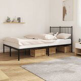 Maison Chic Kovinski Posteljni okvir - Dvoposteljna postelja - Zakonska postelja z vzglavjem črn 120x200 cm, (21693279) | Shoptok.si