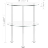 Bočni stolić s 2 razine prozirni 38 cm od kaljenog stakla | shoptok.hr
