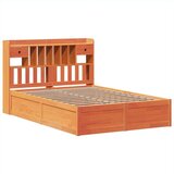 vidaXL Posteljni okvir brez vzmetnice voščeno rjav 140x190 cm borovina | Shoptok.si