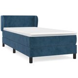 vidaXL Box spring postelja z vzmetnico temno modra 100x200 cm žamet | Shoptok.si