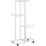  Stalak za cvijeće 4 kata s kotačima 44x23x80 cm bijeli željezni | shoptok.hr