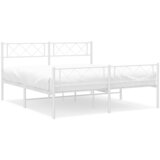  The Living Store Kovinski posteljni okvir z vzglavjem in vznožjem bel 140x190 cm - Kovinski Posteljni Okvir, (21454235) | Shoptok.si