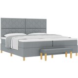 vidaXL Postelja s pomladmi in klopjo svetlo siva 200x200 cm tkanina, (22083894) | Shoptok.si