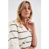 Marisse Striped Sweatshirt With Short Sleeves, Ecru | Eponuda.ba