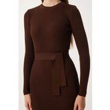  Women's Dark Brown Crew Neck Lycra Sweater Dress | Shoptok.si