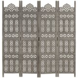 Sobna pregrada s 4 panela siva 160 x 165 cm masivno drvo manga | shoptok.hr
