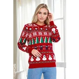 Dewberry 88147 Christmas Womens Sweater-RED-1