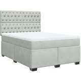 vidaXL Box spring postelja z vzmetnico svetlo siva 160x200 cm žamet | Shoptok.si