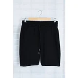 Trendyol Black Slim/Tight Fit Textured Waffle Elastic Waist Drawstring Shorts