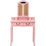 vidaXL Mizica za ličenje s stolčkom roza 80x69x141 cm les pavlovnije | Shoptok.si
