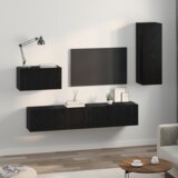 vidaXL Stenski TV kabinet s polico Drugo s shranjevanjem z vrati 4 pcs Črni hrast | Shoptok.si