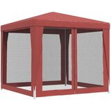 Šator za zabave s 4 mrežasta bočna zida crveni 2,5 x 2,5 m HDPE | shoptok.hr
