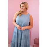 Kesi Włoski Plus Size women's dress made of lyocell, flared with ruffles light denim | Shoptok.si