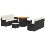  9-dijelni vrtni set sofa s jastučićima crni poli ratan acacia | shoptok.hr