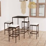 The Living Store Vrtna barska garnitura 5-delna z blazinami poli ratan rjava - Vrtna Barska Garnitura, (21472438) | Shoptok.si