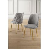 Hanah home set trpezarijskih stolica Leja 2 kom, siva tkanina Babyface, zlatne metalne noge | Eponuda.com