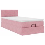 vidaXL Otomanski posteljni okvir z vzmetnico roza 100x200 cm žamet, (21609922) | Shoptok.si