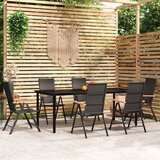  7-dijelni vrtni blagovaonski set crni Crna Dužina stola 200 cm | shoptok.hr