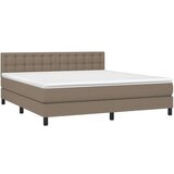 vidaXL Box spring postelja z vzmetnico LED taupe 180x200 cm blago | Shoptok.si