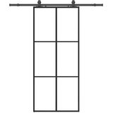 vidaXL drsna vrata z opremo črna 90x205 cm esg steklo | Shoptok.si
