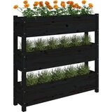 vidaXL visoka greda črna 112x25x104,5 cm trdna borovina | Shoptok.si