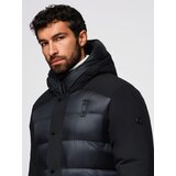 Ombre Men's long quilted jacket with large pockets - black | Shoptok.si