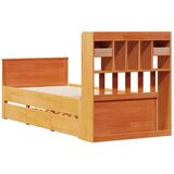 vidaXL Knjižna postelja brez vzmetnice vošč. rjava 90x190 cm borovina | Shoptok.si