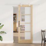 vidaXL Drsna vrata z opremo 73.5x198.5 cm Masivni les borov, Notranja vrata s steklom 'ORKDAL'73.5x198.5x4 cm Masivni les borov Cene