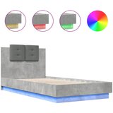 Maison Chic Posteljni okvir - Enojna postelja - Postelja za odrasle z vzglavjem in LED betonsko siv 75x190 cm, (21697249) Cene