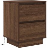  Noćni ormarić s LED svjetlima smeđi hrast 38x34x50 cm | shoptok.hr