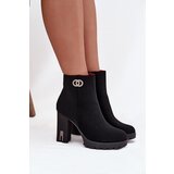 Boto Insulated women's ankle boots with heel with decorative detail black Vessara | Shoptok.si
