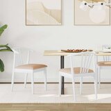  Stolac za blagovanje 2 pcs Bijela i smeđa Čvrsto drvo | shoptok.hr