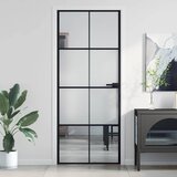 Sobna vrata tanka crna 83 x 201,5 cm kaljeno staklo i aluminij Cene