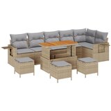 vidaXL 10-dijelni vrtni kauč set s jastučićima Bež Poli Ratan Akacija, 4-dijelni vrtni blagovaonski set s jastučićima Bež Poli Ratan Akacija | shoptok.hr