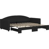  Dnevni krevet na razvlačenje crni 90 x 190 cm od tkanine | shoptok.hr