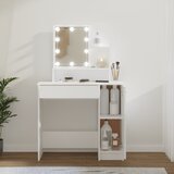 The Living Store Toaletna mizica z LED lučkami bela 86,5x35x136 cm - Toaletna Mizica, (21671061) Cene