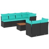  Vrtna garnitura - 8-dijelni set vrtnih sofa od poliratana s jastucima crni - Crna 2x corner+3x centre+1x garden+7x back+5x seat | shoptok.hr