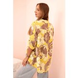 Kesi Włoski Women's cotton shirt with 3/4 roll-up sleeve with button and pocket kiwi | shoptok.hr