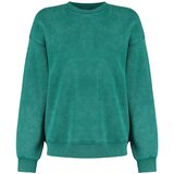 Trendyol Emerald Aged/Faded Effect Thick Fleece Inside Oversized/Wide-Fit Sweatshirt | shoptok.hr