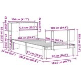 vidaXL Krevet s regalom za knjige bez madraca 100x200 cm borovina | shoptok.hr