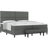 vidaXL Krevet s podnicom s madracem i klupom tamno siva 200x200 cm Cijene