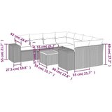 vidaXL 9-dijelni set vrtnih sofa s jastucima crni od poliratana | shoptok.hr