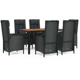  7-dijelni vrtni blagovaonski set s jastucima crni od poliratana | shoptok.hr